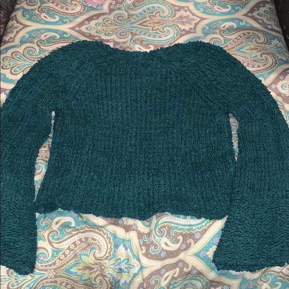 Free People Green Crop Sweater - Picture 2 of 4